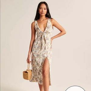 Abercrombie & Fitch Floral Midi Dress - Cream and Blue